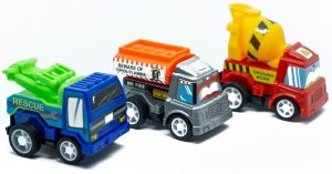 Plastic toy trucks